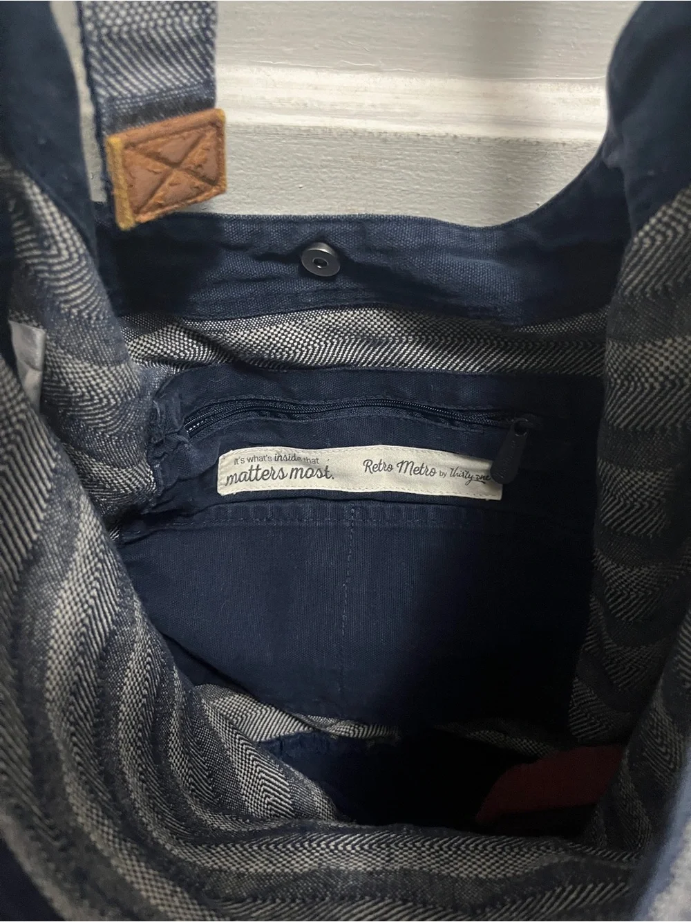 Striped Navy Hobo Shoulder Bag